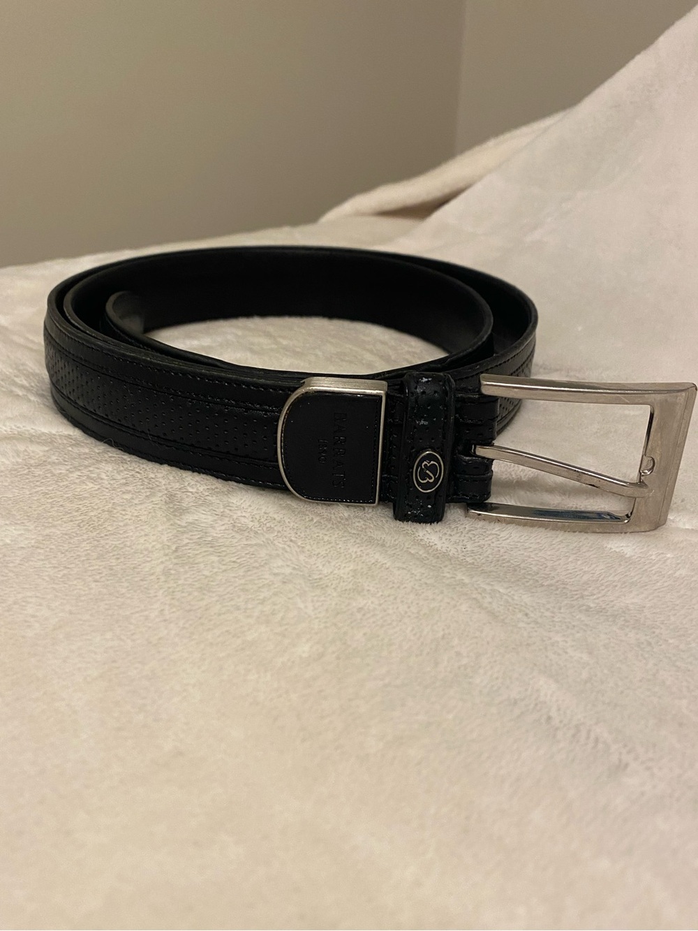 🌸 Barrats 1890 Black Leather Men's Belt with Silver Buckle